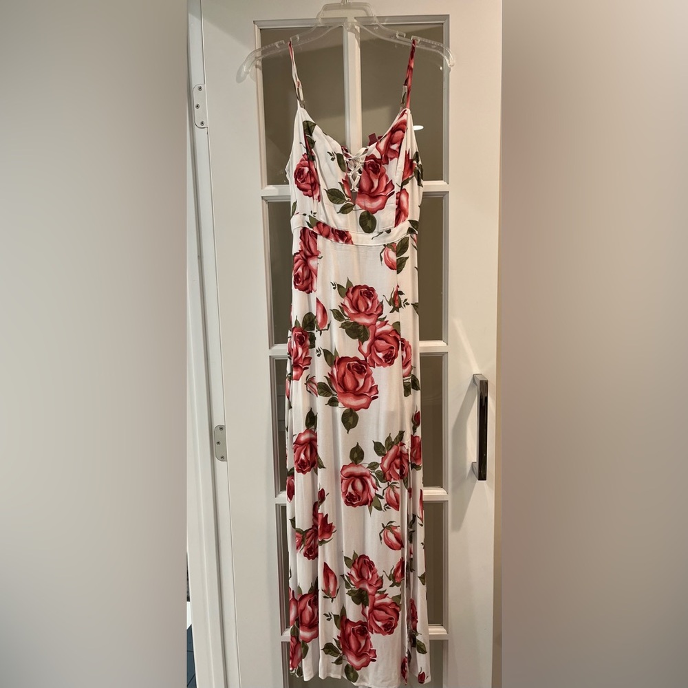 Guess Nyssa lace up floral maxi dress XS